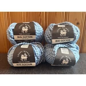 Lot of 4 Loopy Mango Big Cotton Yarn in Blue Lagoon Super Bulky